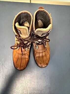 UGG Cecile Waterproof Leather Duck Boots Brown Tan Ankle Boots approx Size 8/8.5
